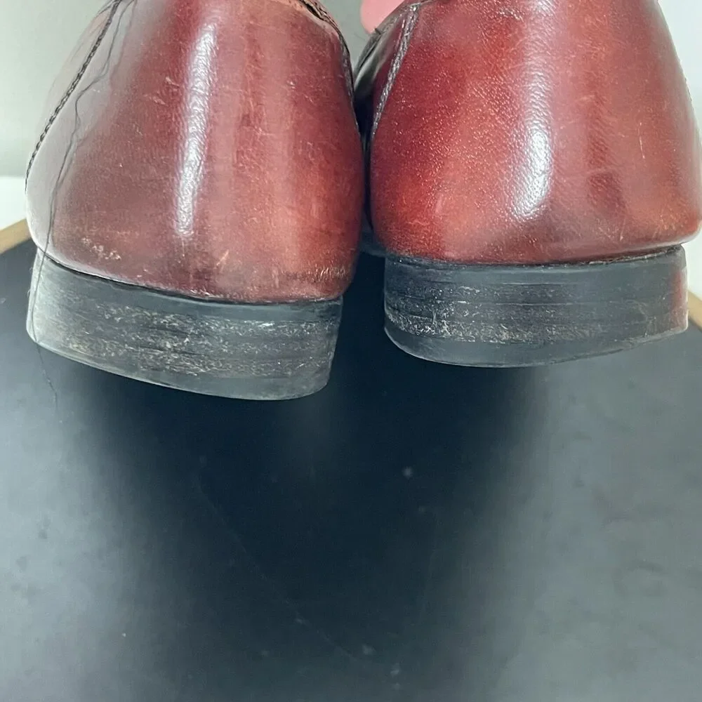 Florsheim Mens Tassel Loafers Burgundy Leather Made in Italy 10‎ D Dress Shoe